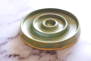 UNIQUE HAND THROWN CERAMIC SOAP DISH - green